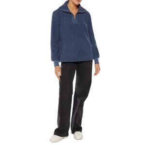 Three Dots Womens Casual Mock Neck Fleece Half Zip Sweatshirt Blue Size XL NWT